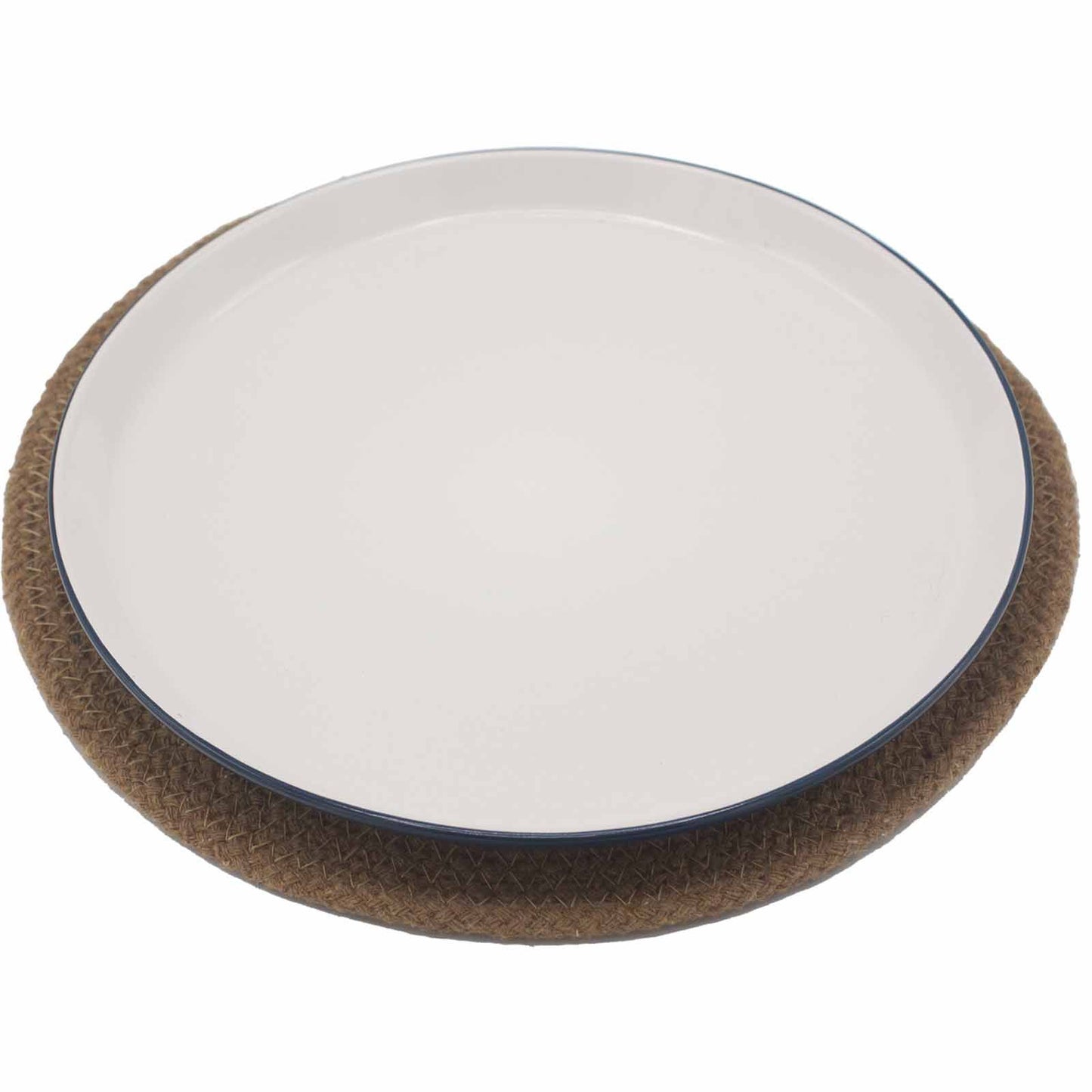 Natural Place Mat - Jute & Cotton 30cm - Natural Boarder