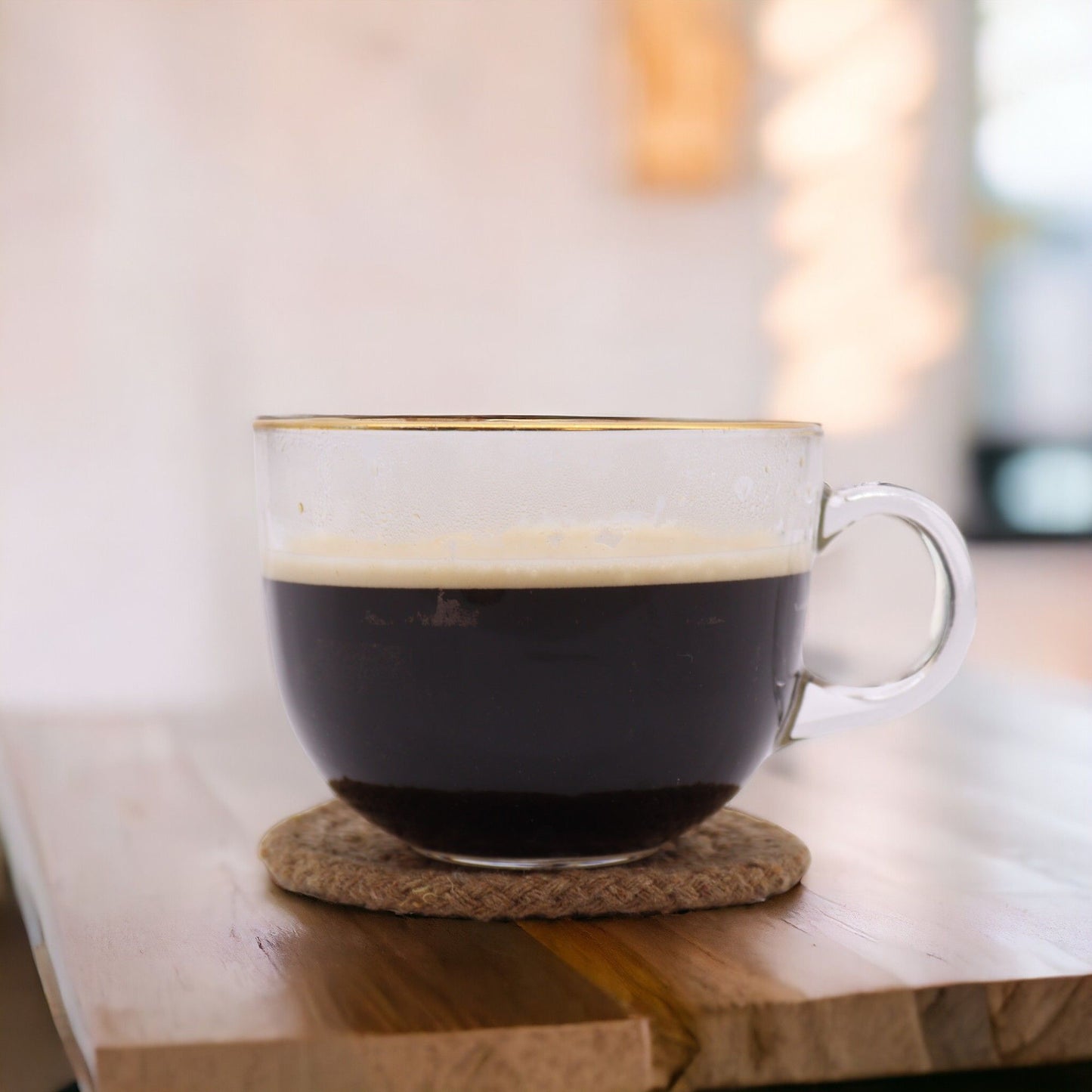 Natural Coaster - Jute & Cotton 10cm (set of 4) - Natural Boarder