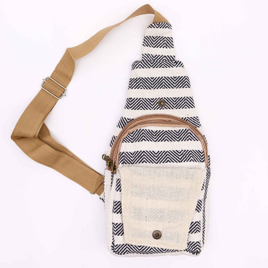 Body Cross Bag Natural Cotton - Black & White