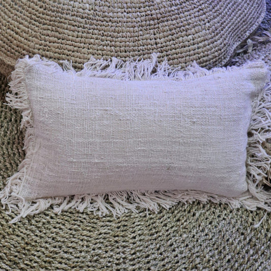 1x Linen Cushion 30x50cm with fringe