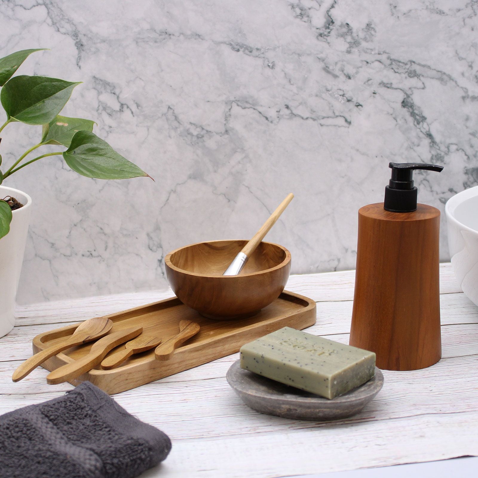 Natural Teakwood Soap Dispencer - Taper