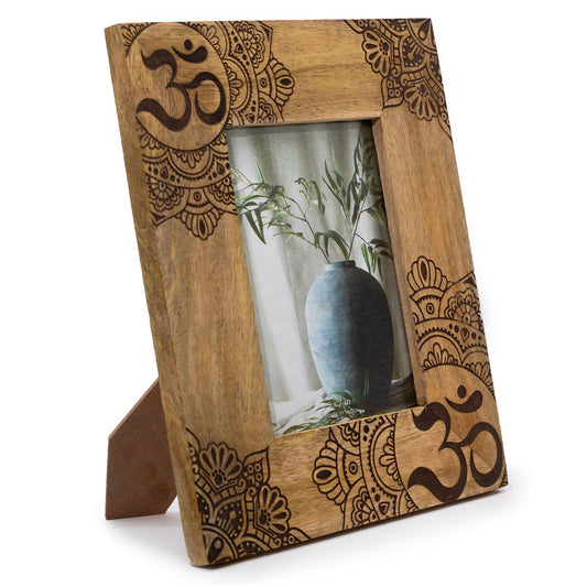 Lrg Mango Wood Picture Frame (for 13x18cm) 28x23x2cm - Mandala - Black