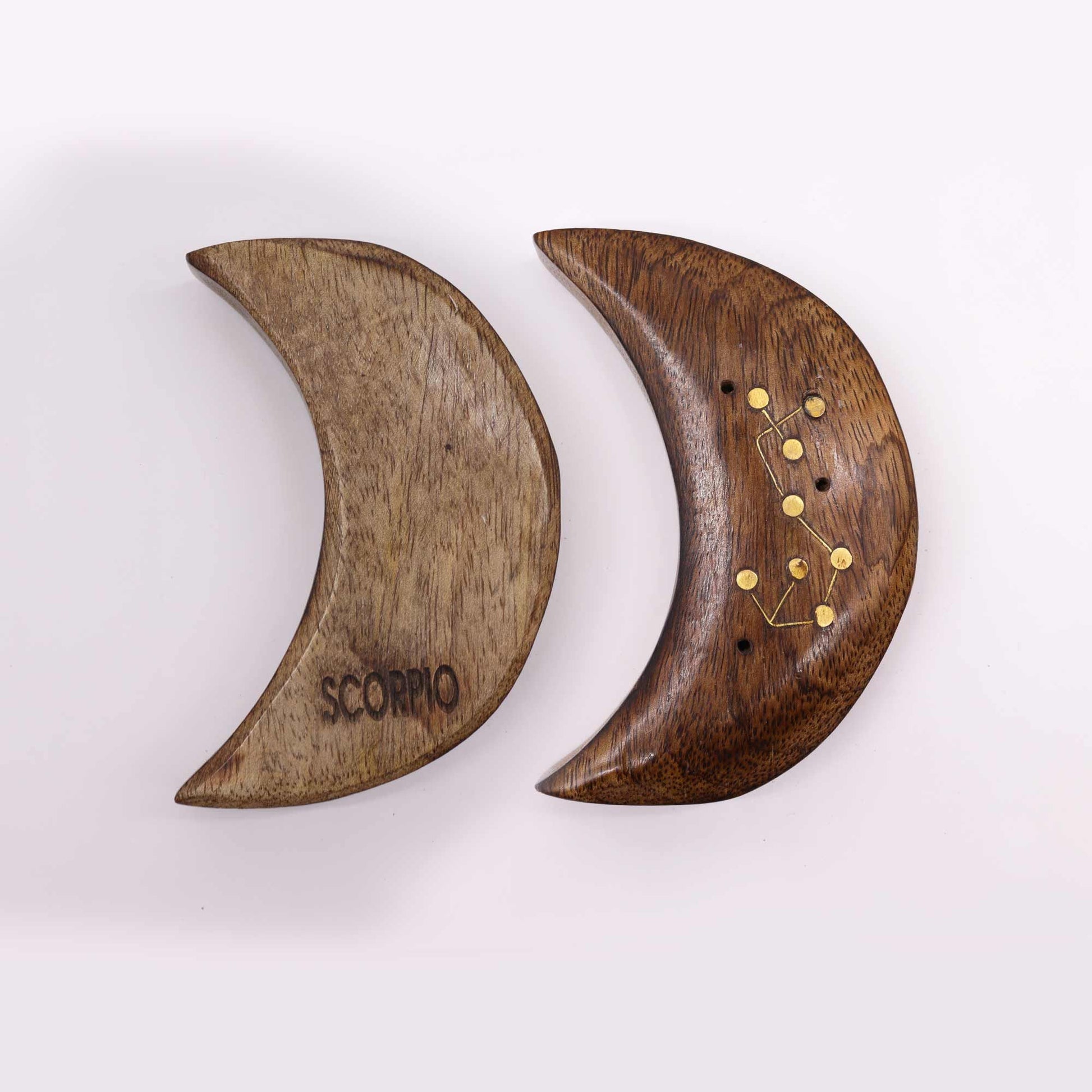 Engraved and Brass Zodiac Sign Incense Burners - Moon