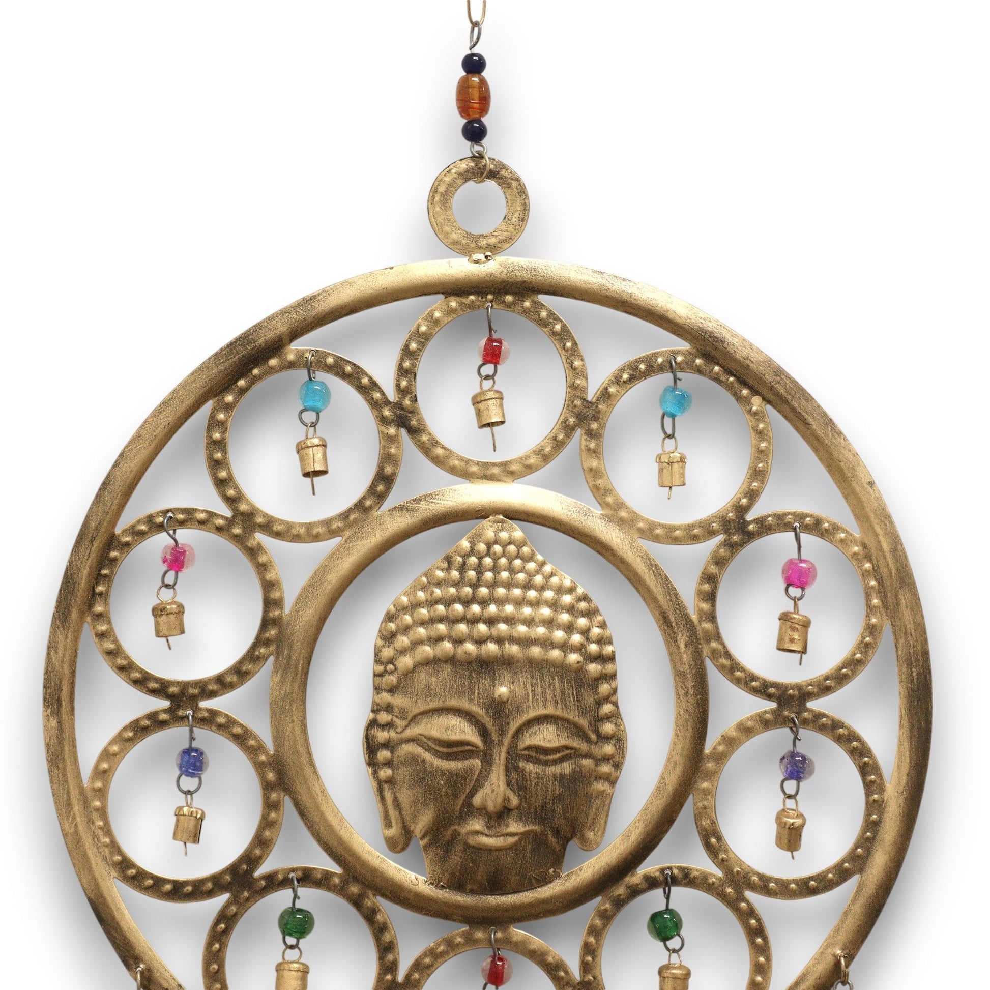 Indian Chimes - Lrg Buddha  Face 15 Bell Chimes - 36cm