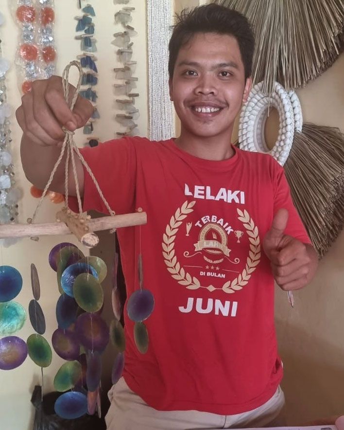 Blue & Pearl Driftwood Cross Chime