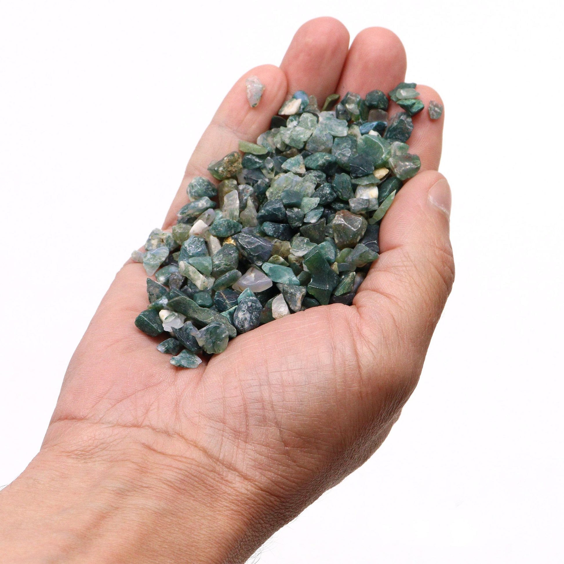 Moss Agate Gemstone Chips Bulk - 1KG