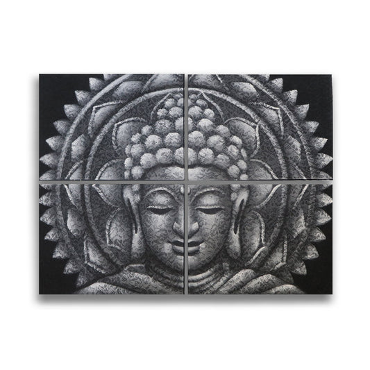 Grey Buddha Mandala Brocade Detail 30x40cm x 4