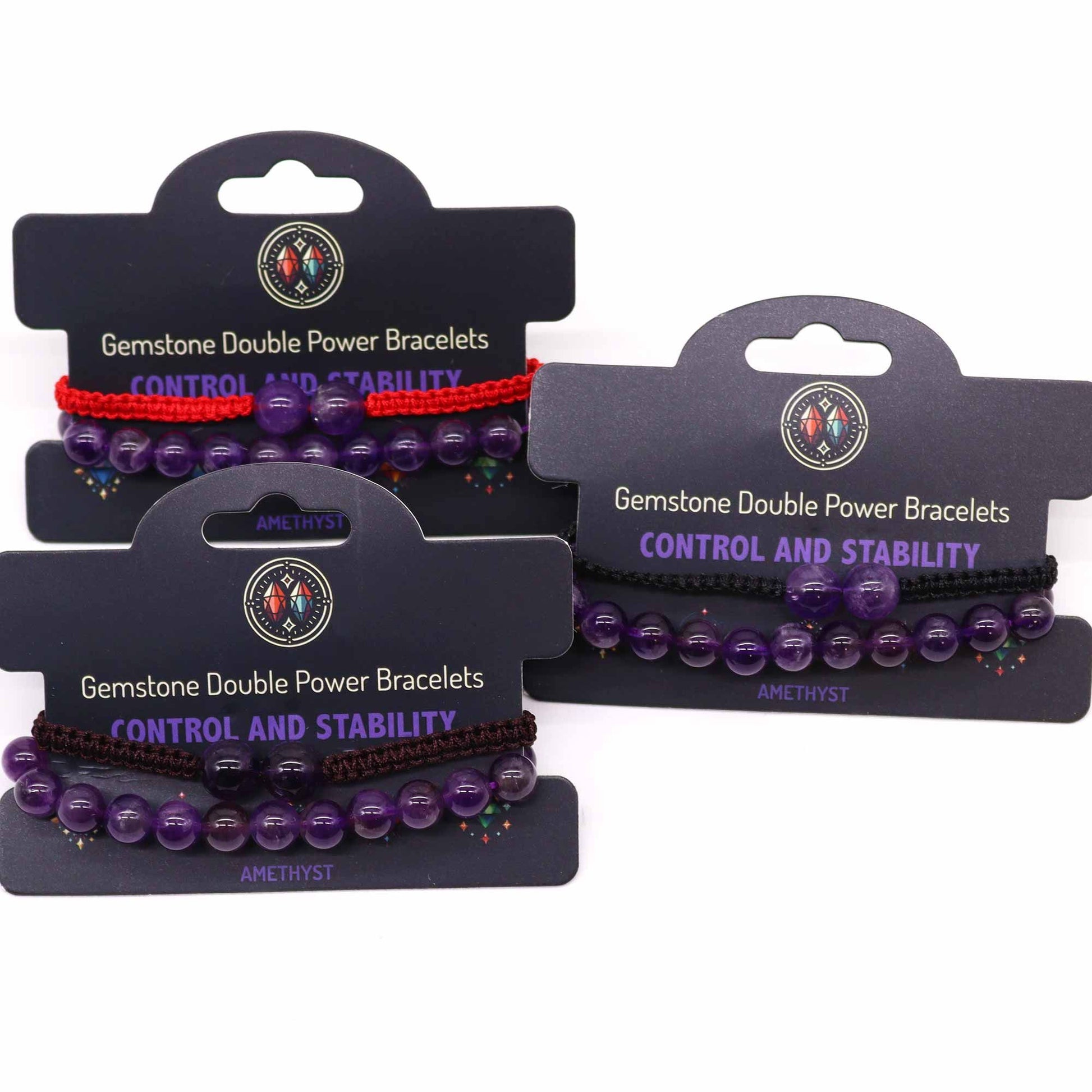 Gemstone Double Power Bracelets- Amythist