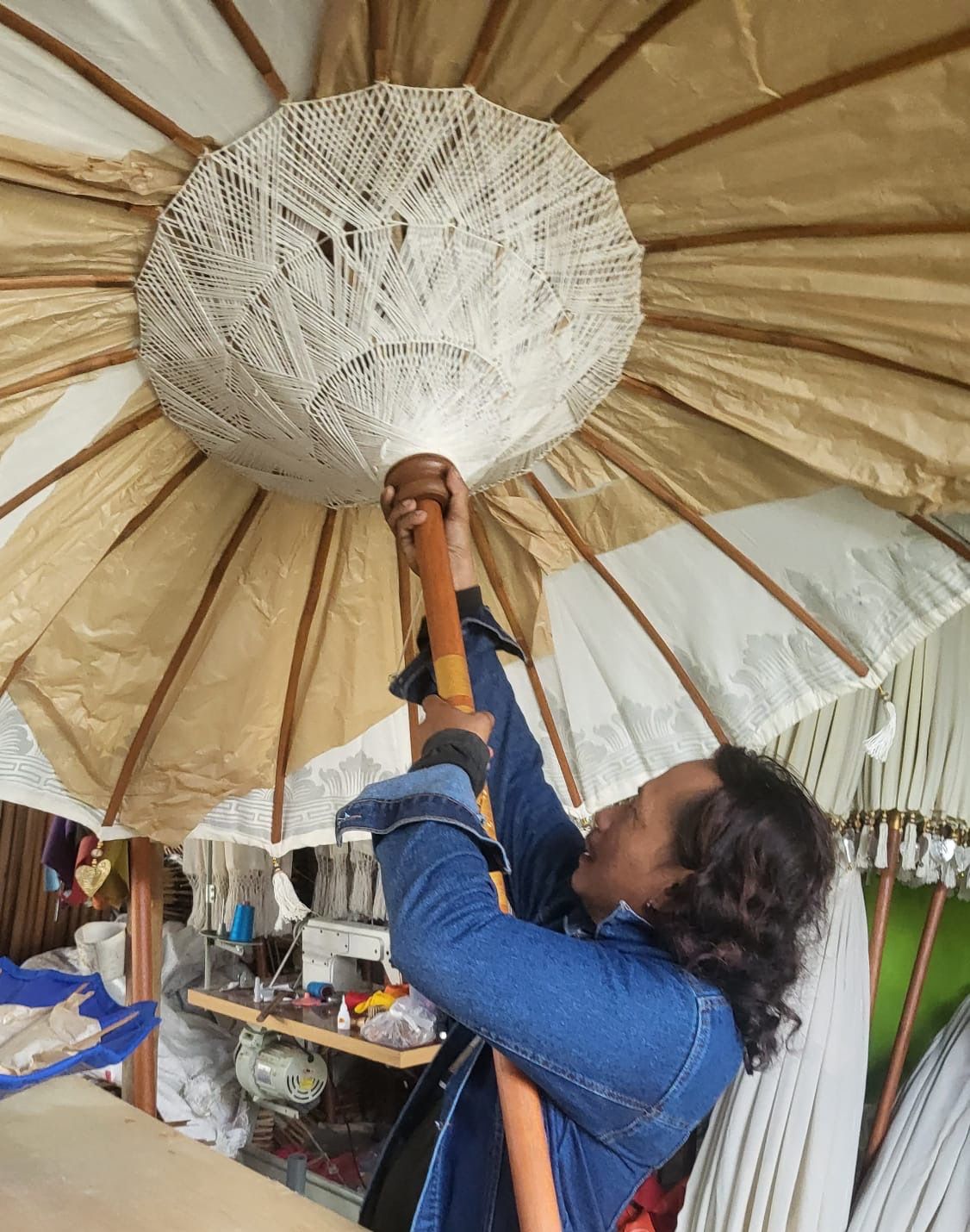 Bali Patio Parasol - Cotton - Orange Decor - 2m