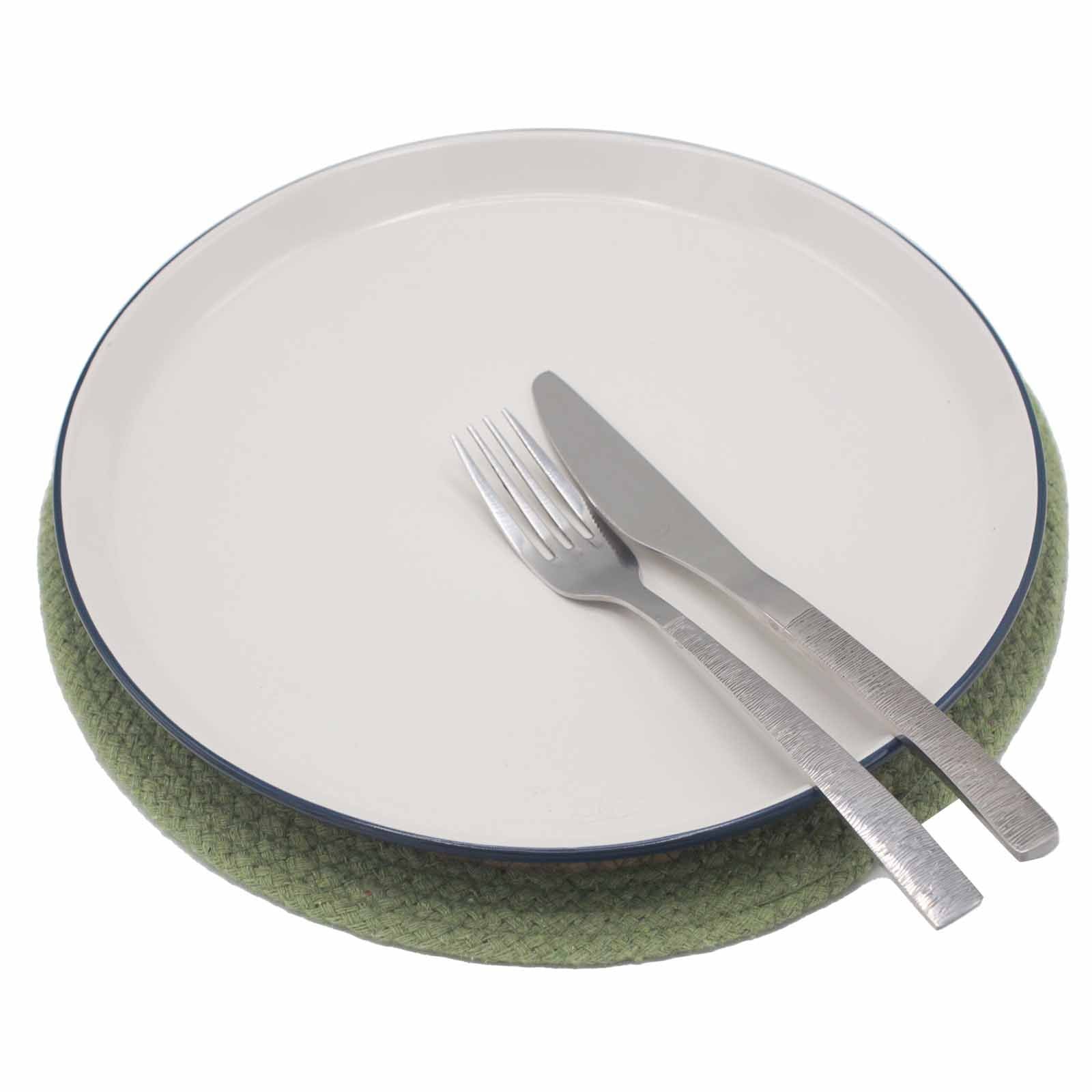 Natural Place Mat - Jute & Cotton 30cm - Olive Boarder